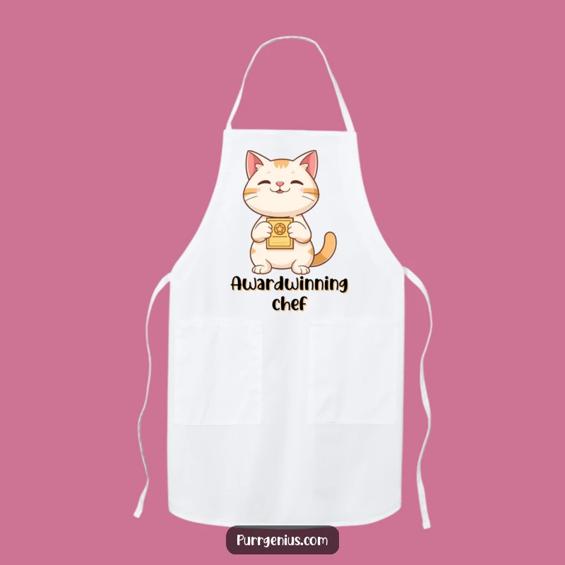 Funny Chef Cat Award Apron: Proud Feline Presenter Kitchen Wear, Gift