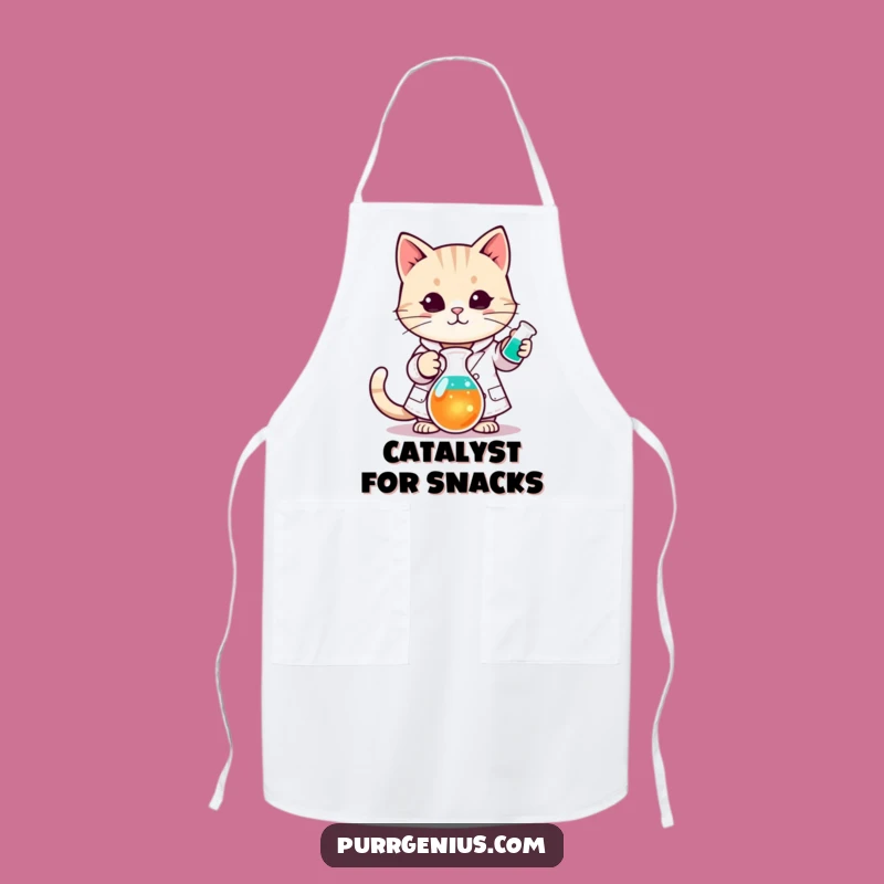 Funny Kawaii Cat Chemist Apron: Cook Up Fun in the Kitchen Lab