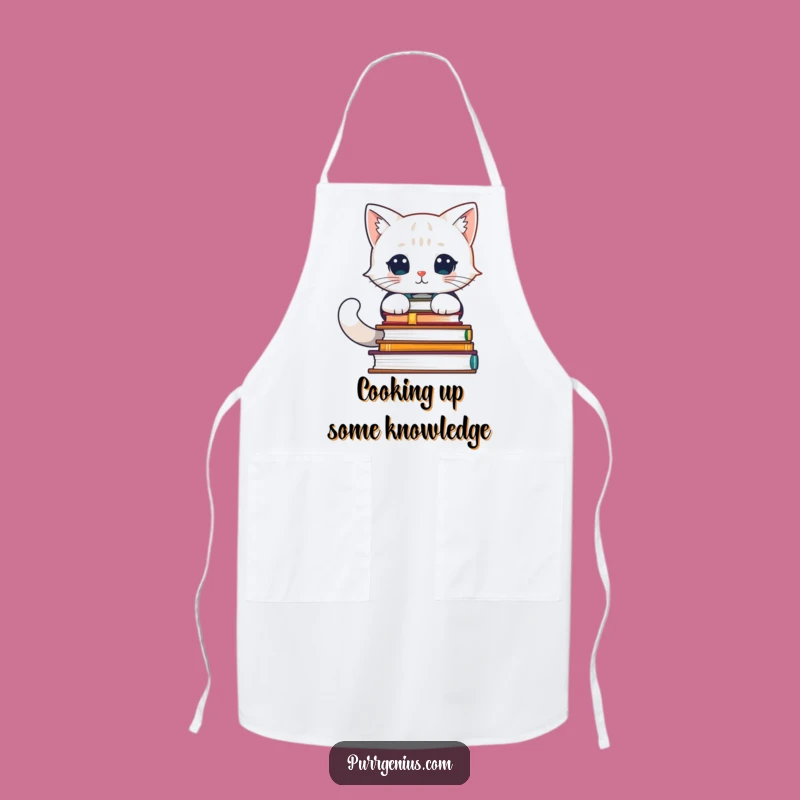 Funny Feline Scholar Apron: Cook Up Knowledge & Laughter