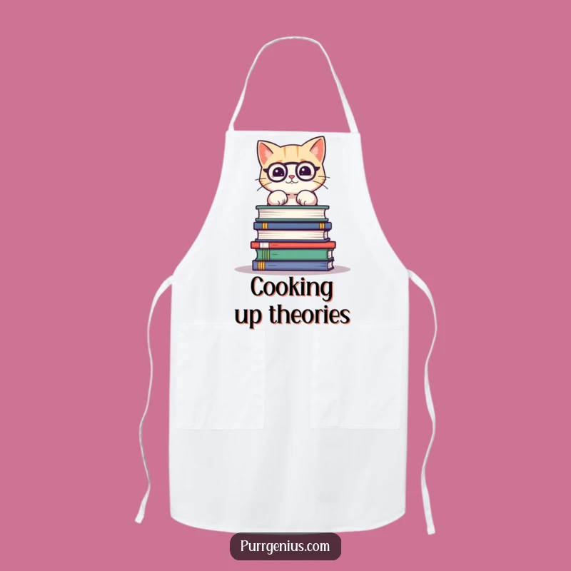 Funny Cat Balancing Books Apron: Cute Chef Kitty Gear, Hilarious Gift for Cooks