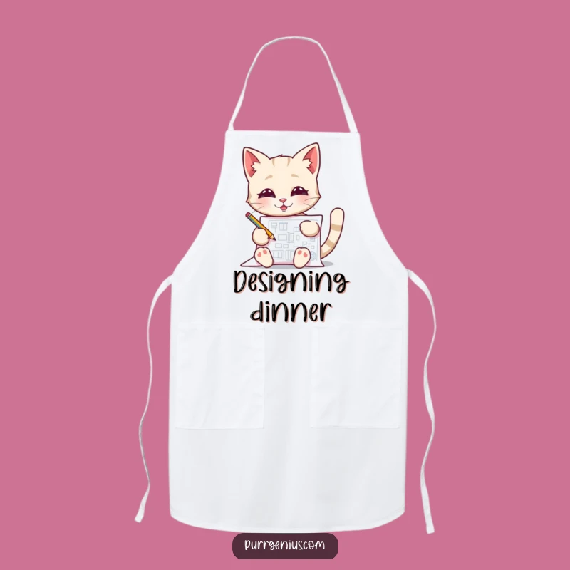 Funny Blueprint Cat Apron Create with Precision and Hilarious Feline Focus