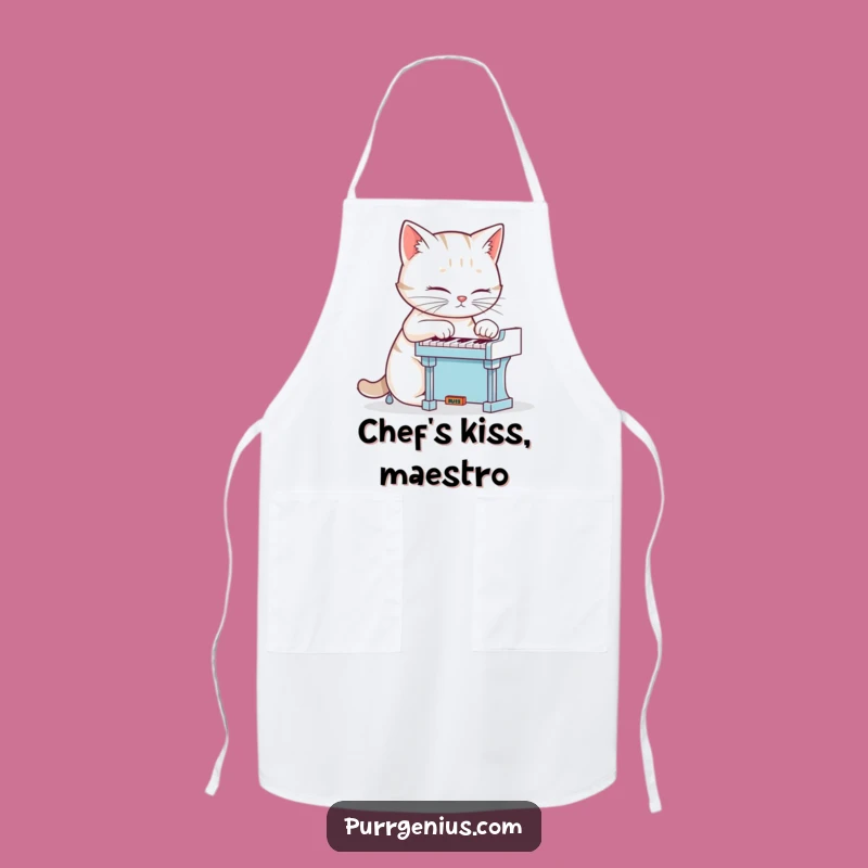 Funny Cat Piano Apron: Culinary Feline Maestro Apron, Perfect Gift
