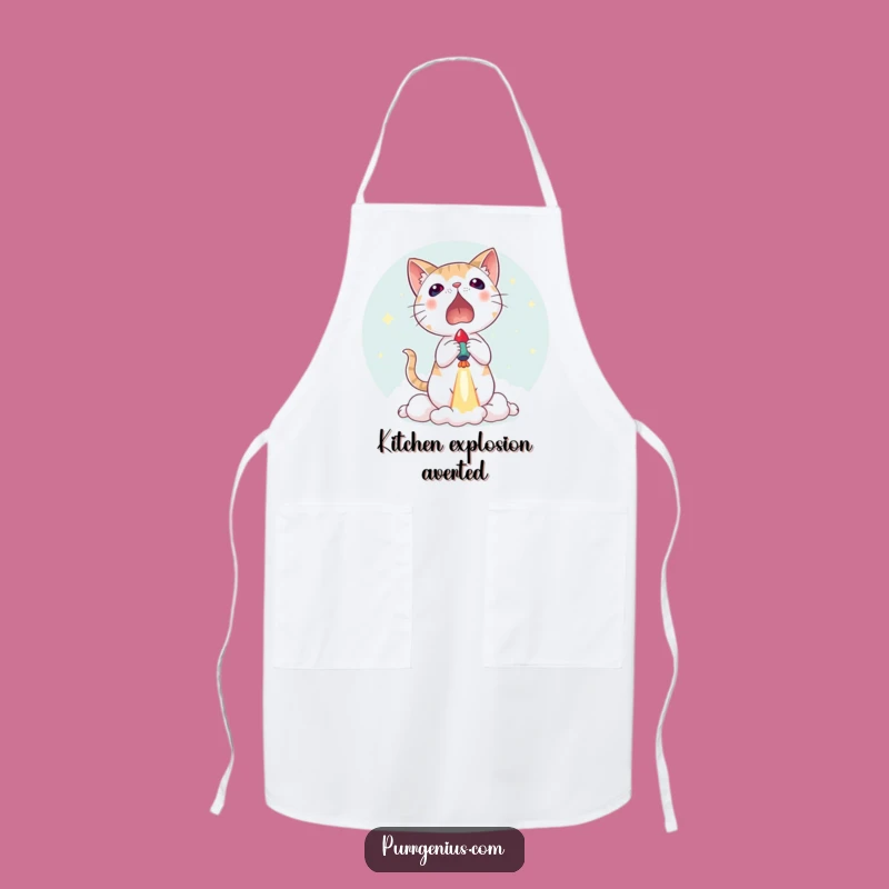 Funny Cat Rocket Launch Apron: Cook with Cosmic Comedy