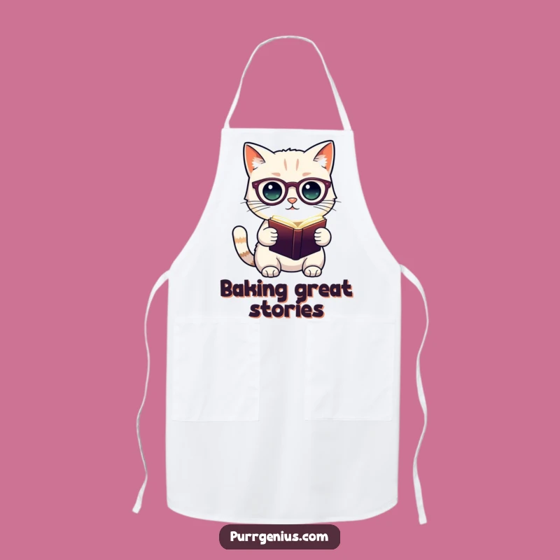 Funny Cat Scholar Apron: Kitchen Chef Feline Spectacles Cooking Funny Gift