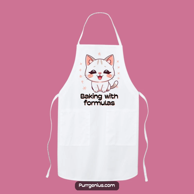 Funny Kawaii Math Cat Apron: Cook Up a Storm with Equations and Feline Flair!
