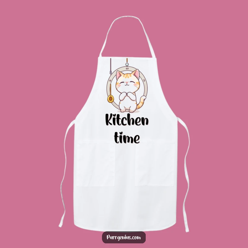 Funny Time-Traveling Cat Apron: Cook Up Fun While Time Flies