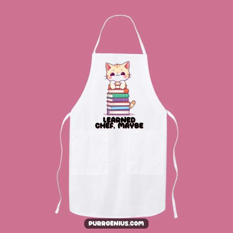 Funny Cat Balancing Books Apron - Kitchen Smock for Culinary Comedy