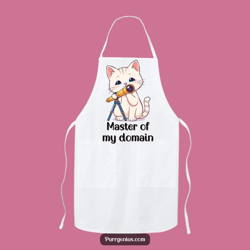Funny Cat Telescope Apron: Cook Up Laughs with This Feline Astronomer Design