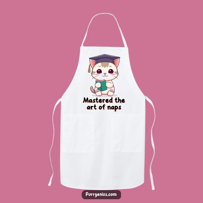 Funny Kawaii Cat Graduation Apron: Cook Smarter, Not Harder!