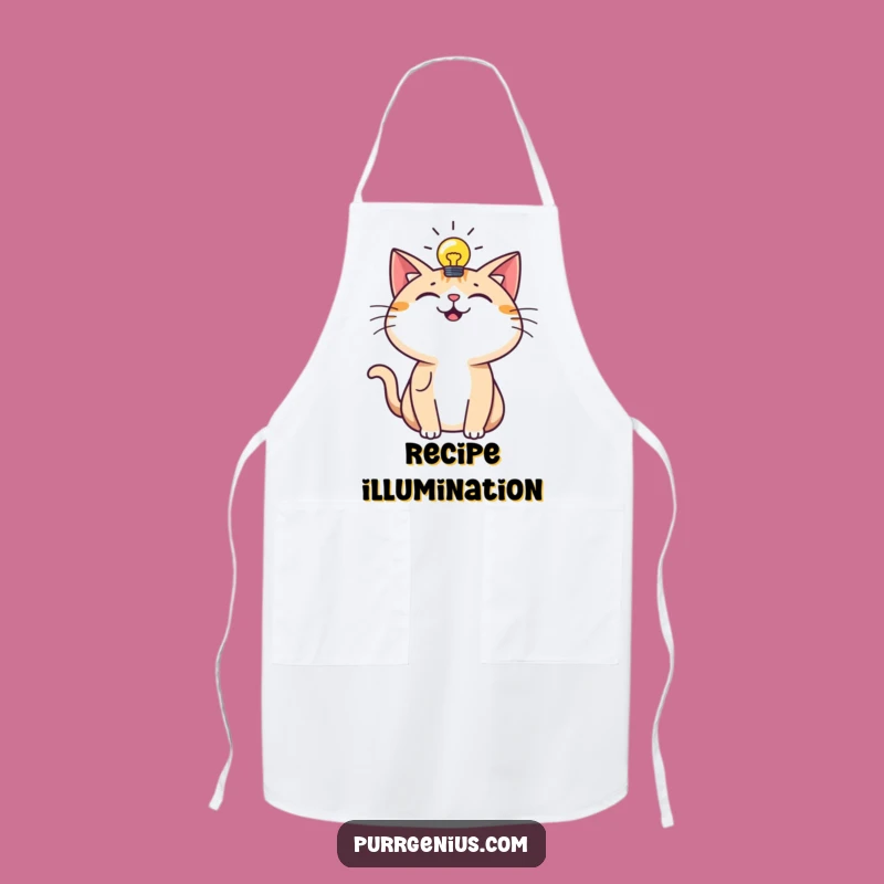 Funny Chef's Apron: Bright Idea Cat, Clever Cooking Humor Gift