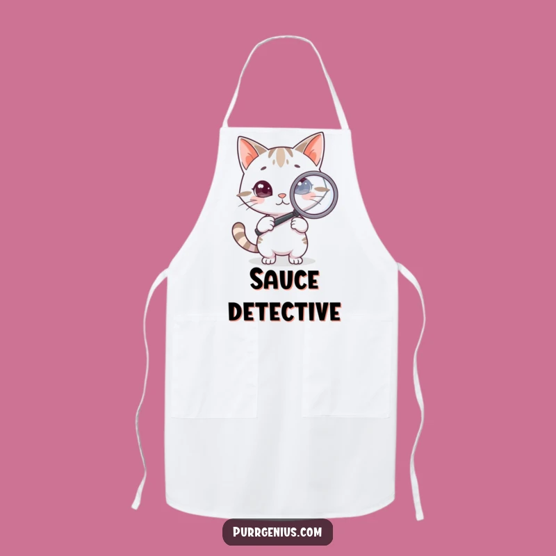 Funny Detective Cat Apron - Investigate Your Kitchen with Hilarious Flair!