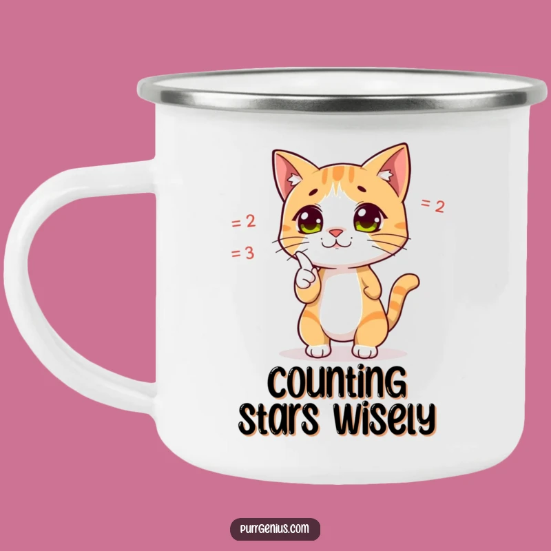 Funny Cat Math Camping Mug: Pointing Feline Equation Outdoor Gift