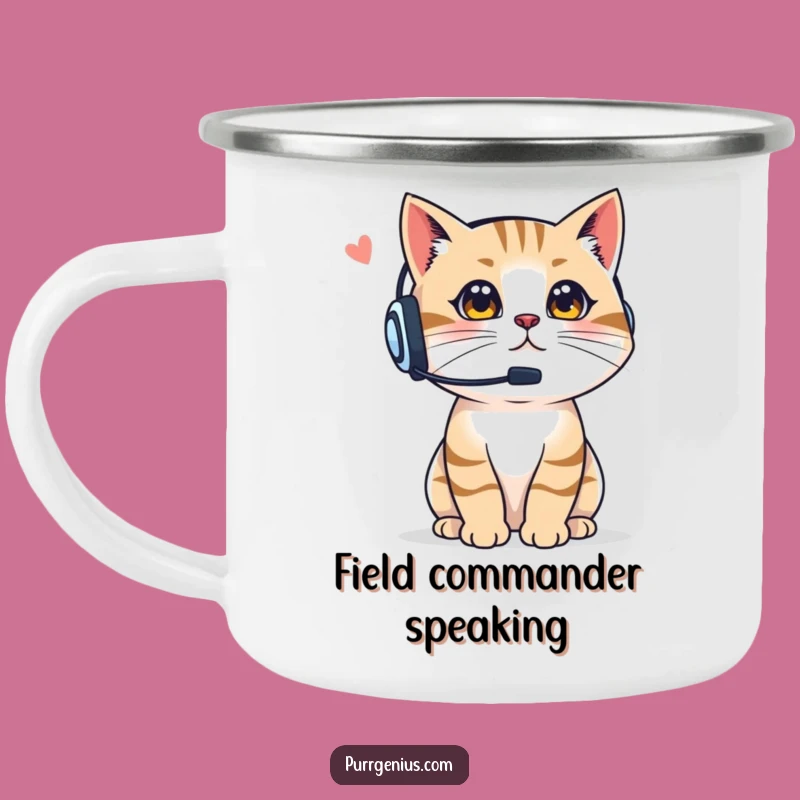 Funny Boss Cat Camping Mug: Outdoor Commander, Rugged Gift for Adventurers