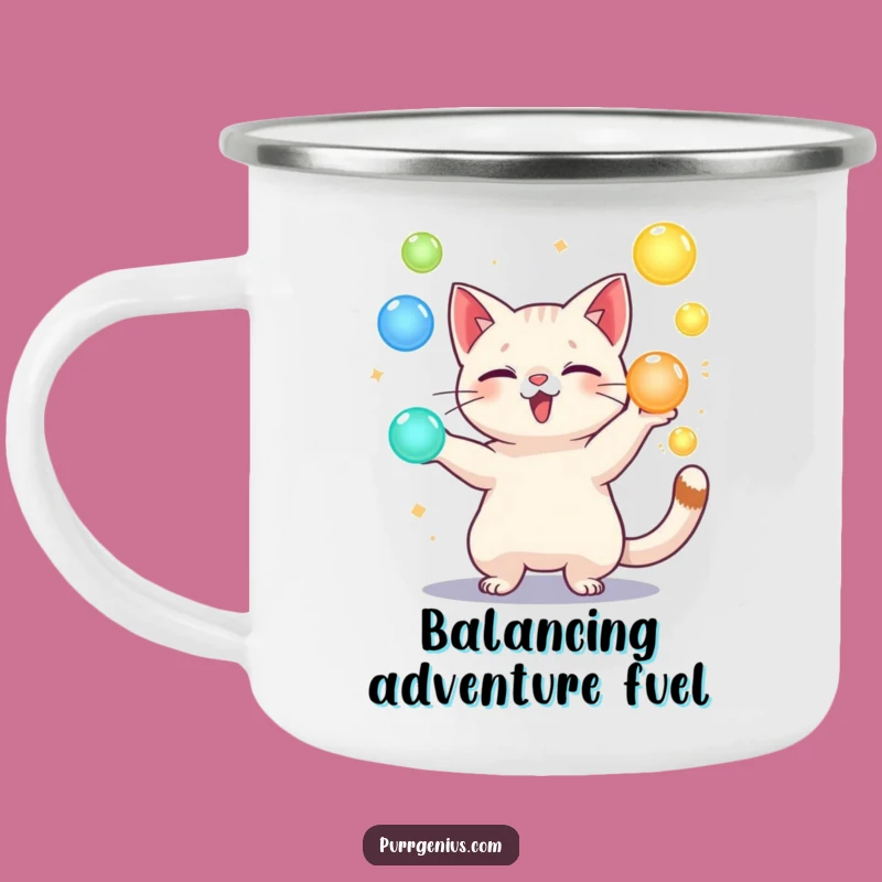 Funny Campfire Cat Juggling Mug: Playful Feline Orb Mug