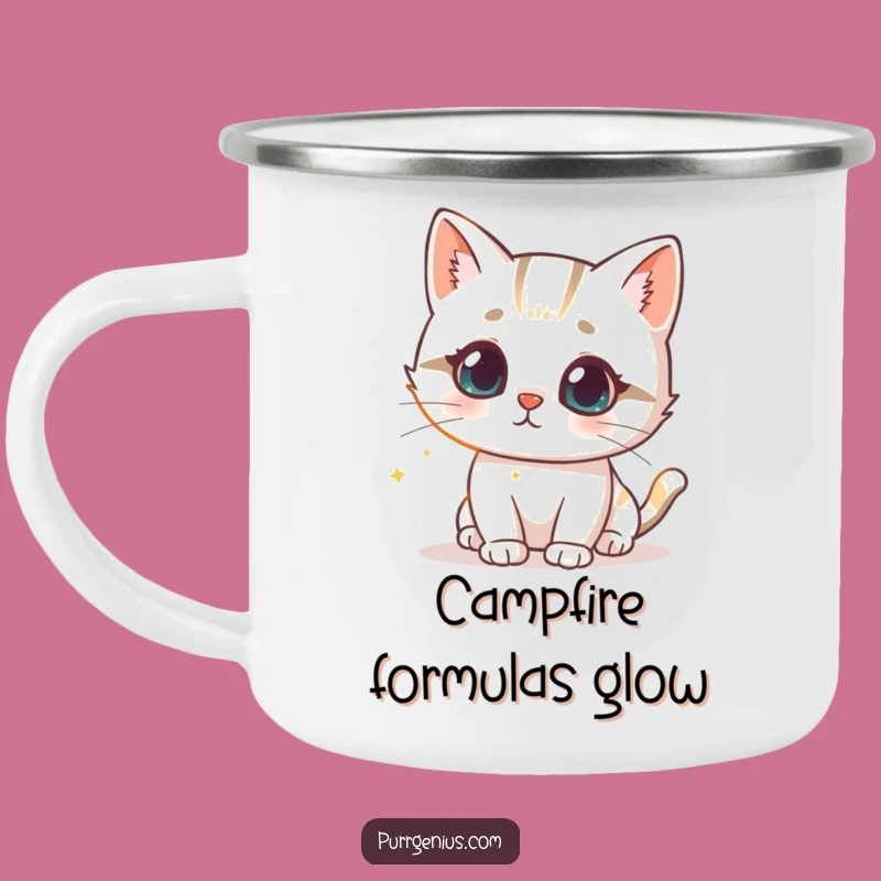 Funny Cat Formula Camping Mug: Intrigued Feline Outdoor Science Gift