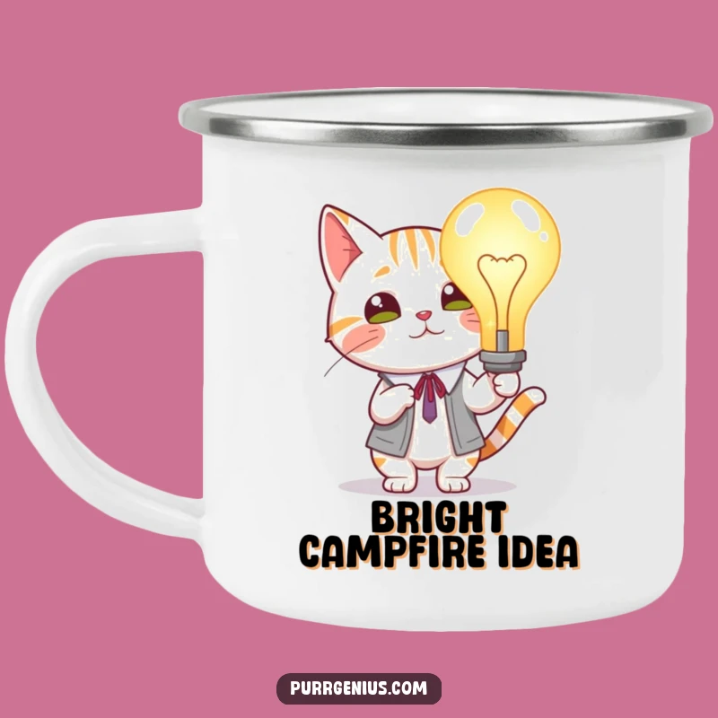 Funny Cat Lightbulb Camping Mug: Illuminate Your Outdoor Ideas