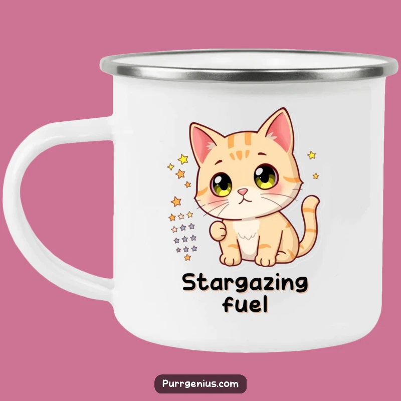 Funny Cat Stargazer Camping Mug: Durable Kitty Mug, Hilarious Gift for Campers