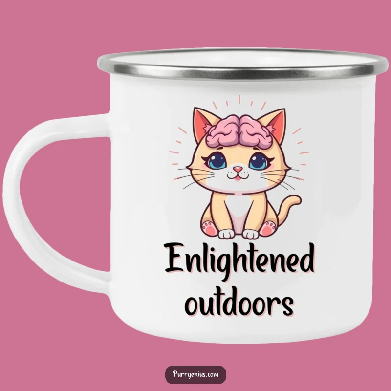 Funny Genius Cat Camping Mug: Enjoy Smart Sips Outdoors, Great Funny Gift