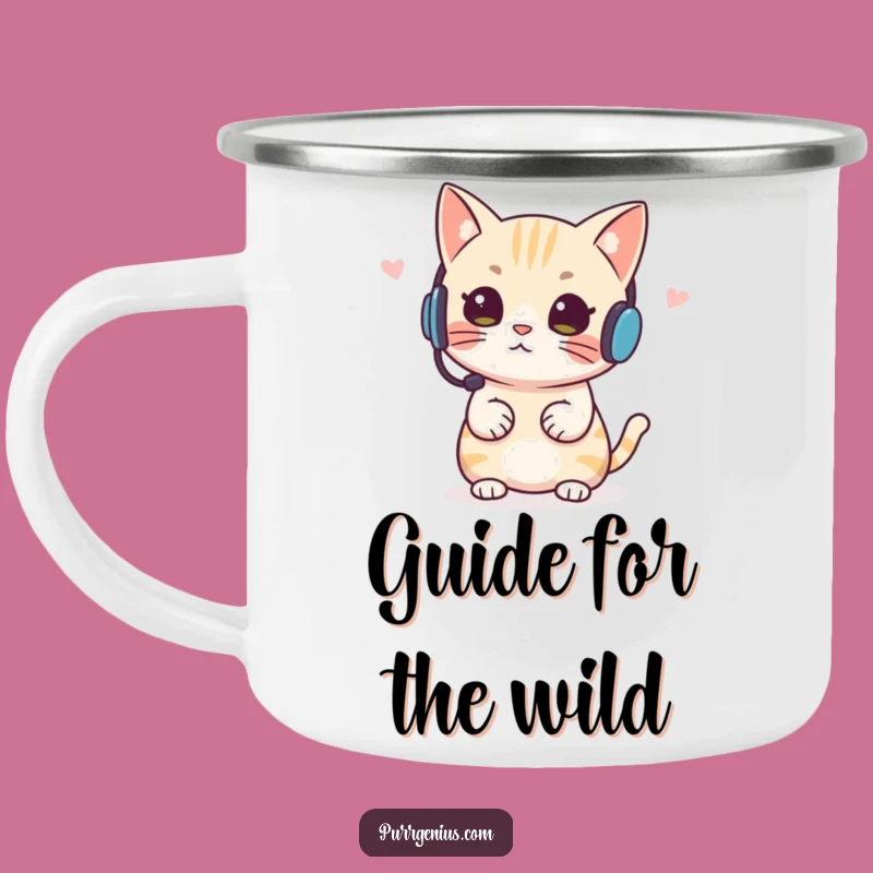 Funny Headset Cat Camping Mug Take Command on Your Adventures