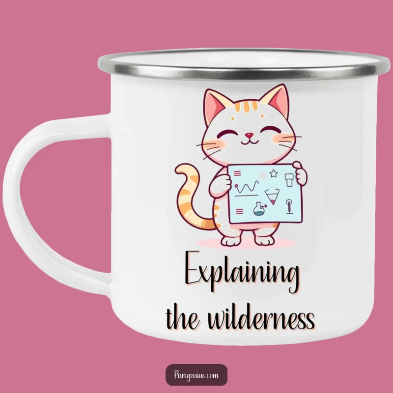 Funny Kawaii Cat Professor Camping Mug: Share Knowledge Outdoors