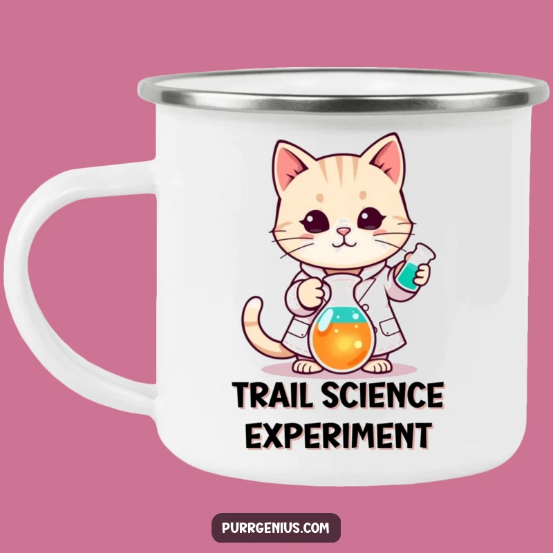 Funny Kawaii Cat Scientist Camping Mug: Brew Up Ideas Outdoors