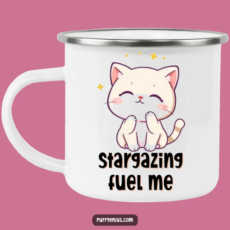 Funny Kawaii Cat Stargazer Camping Mug: Your Cosmic Companion Outdoors