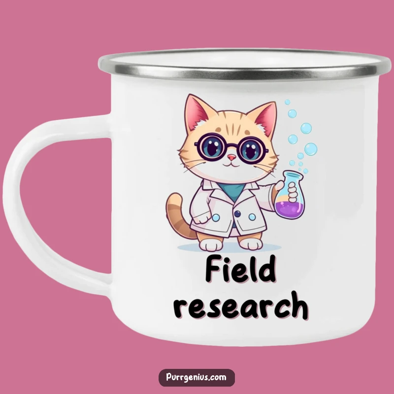 Funny Scientist Cat Camping Mug: Adventures with Science and This Hilarious Feline Explorer