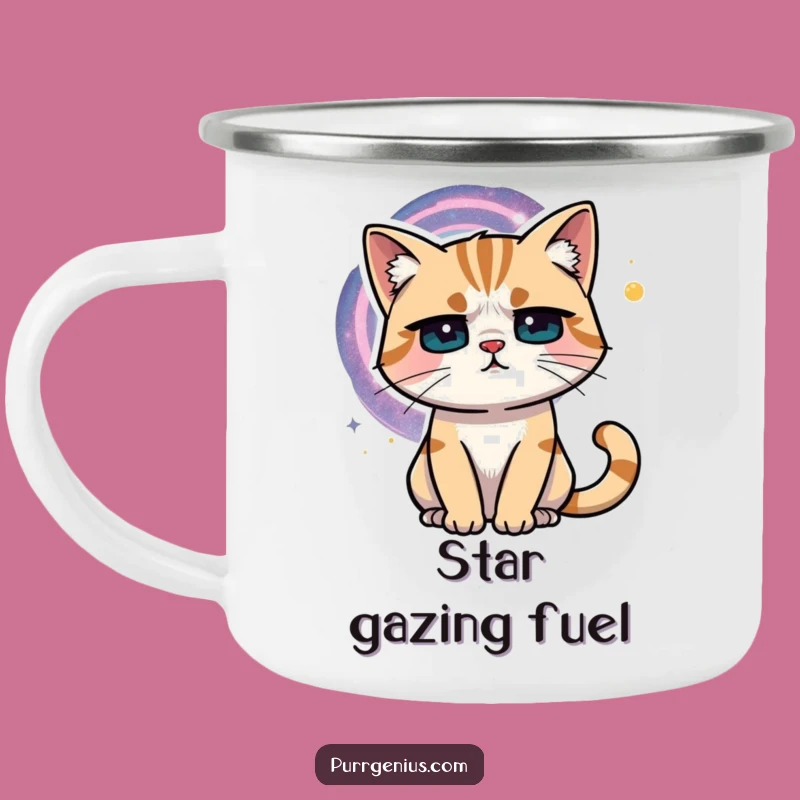 Funny Cosmic Cat Camping Mug: Contemplate the Night Sky with This Hilarious Feline