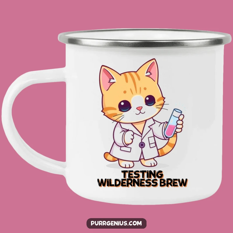 Adventure-Ready Funny Cat Scientist Camping Mug: Fuel Your Fun