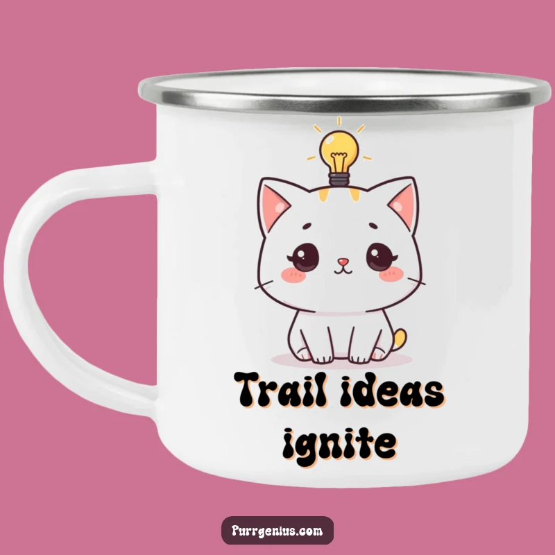 Funny Cat Idea Camping Mug: Lightbulb Feline Outdoor Brainstorm Gift