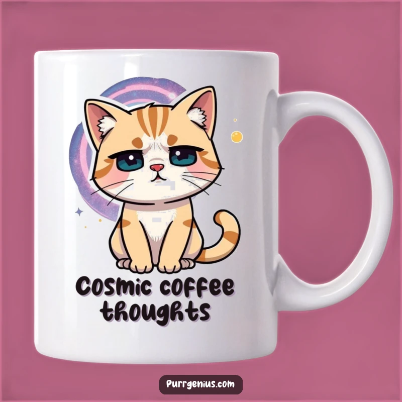 Funny Cosmic Cat Mug: Ponder the Universe with This Hilarious Feline Thinker