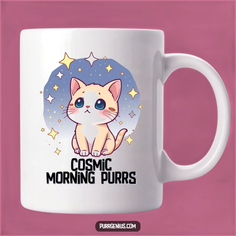 Funny Kawaii Cosmic Cat Mug: Stargazing Feline Wonder, A Purrfectly Magical Gift