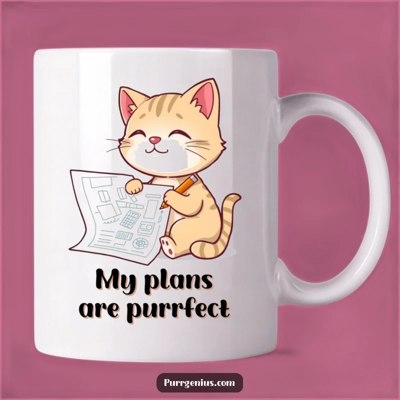 Funny Architect Cat Mug: Blueprint Master, Perfect Gift for Dream Builders