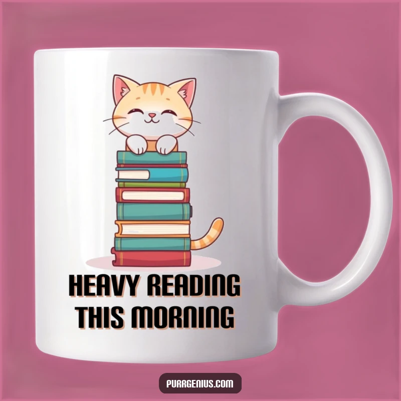 Funny Bookworm Cat Mug: Balancing Wisdom, Perfect Gift for Readers