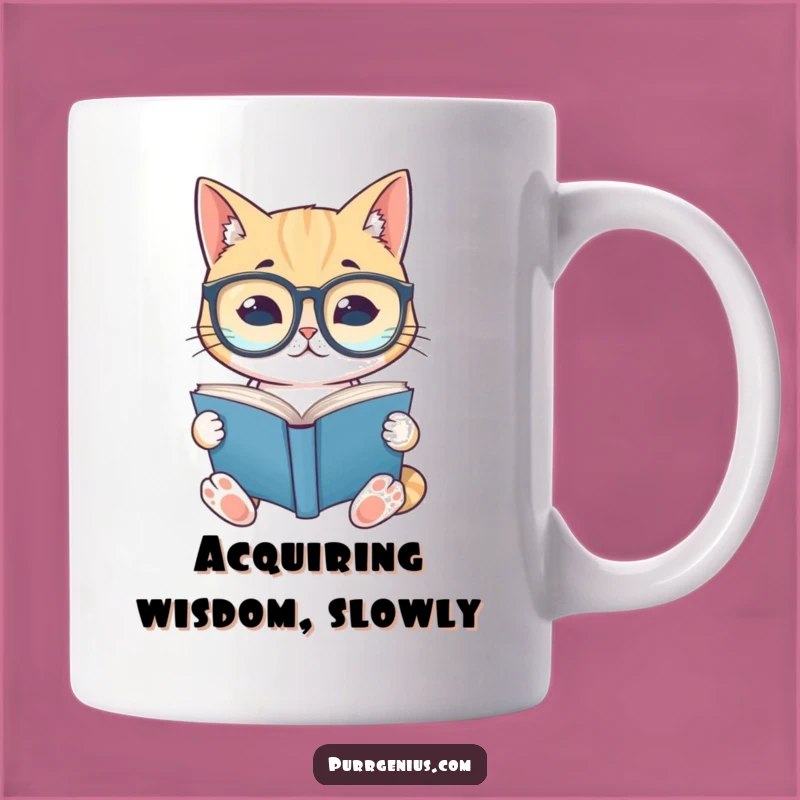 Funny Bookworm Cat Mug: Hilarious Feline Spectacles for a Cozy Reading Experience
