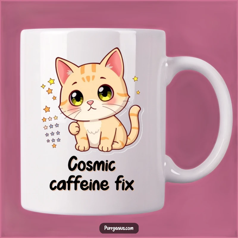 Funny Cat Stargazer Mug: Curious Kitty Eyes on Star Chart, Perfect Gift for Astronomers