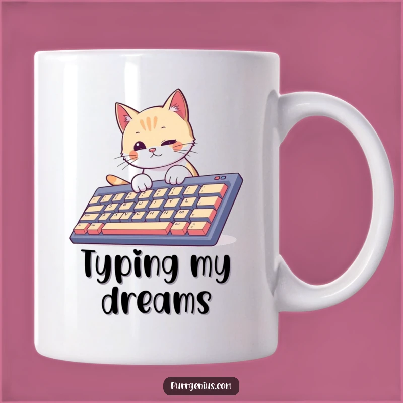 Funny Cat Typist Mug: Big Keyboard, Tiny Paws Make a Hilarious Gift for Tech Lovers