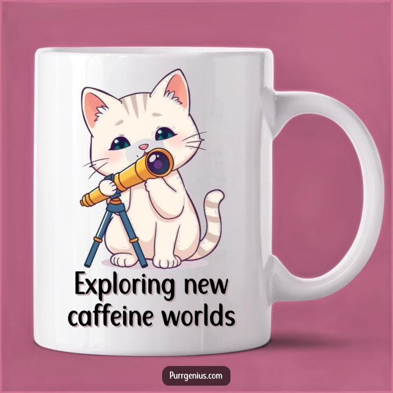 Funny Cat With Telescope Mug: A Curiously Cute Coffee Cup for Cat Lovers and Stargazers