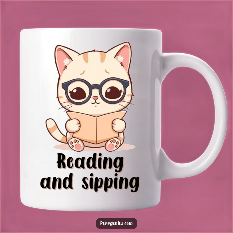 Funny Kawaii Cat Scholar Mug: Wise & Whimsical Gift for Book Lovers