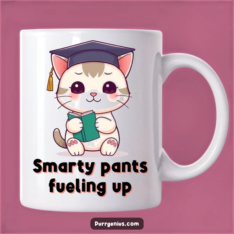 Funny Kawaii Graduation Cat Mug: Perfect Gift for Smarty Pants Learners