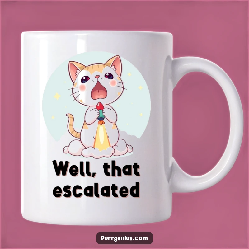 Funny Surprised Cat Rocket Launch Mug: A Blast of Humor for Cat Lovers
