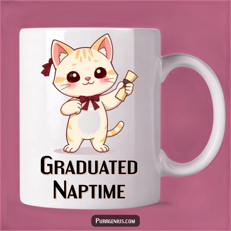 Funny Grad Cat Mug: Confident Diploma Pose Gift