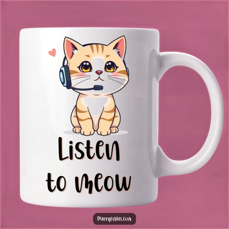 Funny Boss Cat Mug: Headset Commander, Perfect Gift for Team Leaders