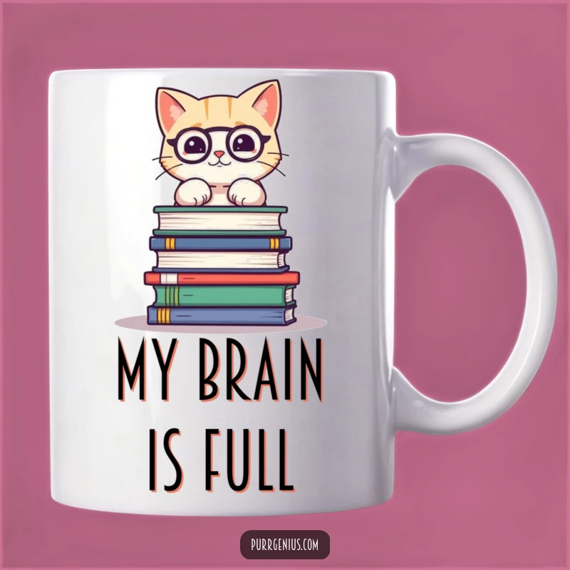 Funny Cat Scientist Mug: Adorable Kitty Balancing Books, Perfect Gift for Bookworms