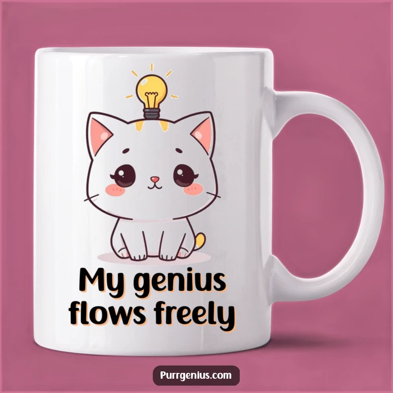 Funny Cat Idea Mug: Lightbulb Brain Feline Thinker, Perfect Funny Gift