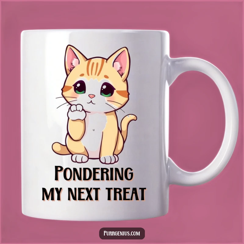 Funny Thoughtful Cat Mug: Pondering Feline Pose, Perfect Funny Gift for Deep Thinkers