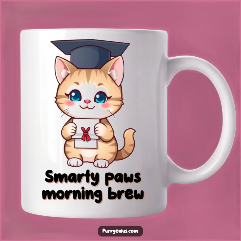Funny Graduation Cat Mug: Smarty Paws Scholar Humor, Perfect Gift for Grads