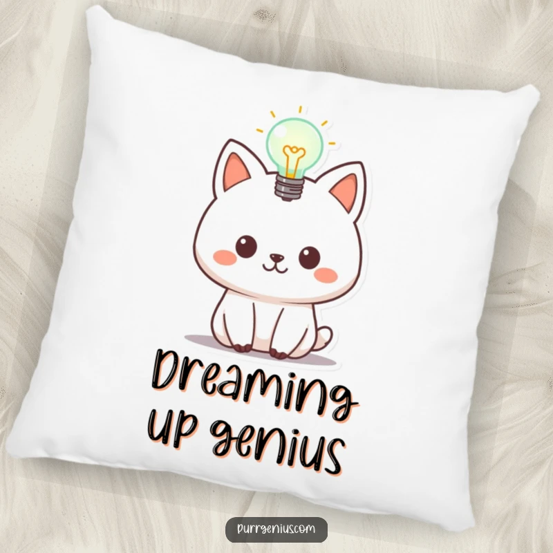 Funny animal pillow featuring a lightbulb symbol, designed for comfort and adding a touch of intelligent humor to any space.