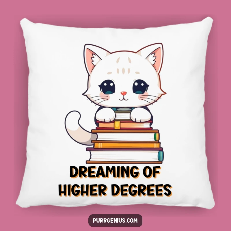 Cozy Funny Feline Scholar Pillow: Rest Your Head on Wisdom