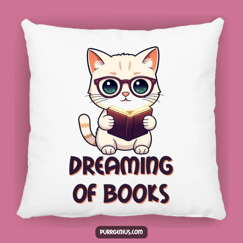 Funny Cat Scholar Pillow: Soft & Cute Feline Spectacles Reading Cushion Gift